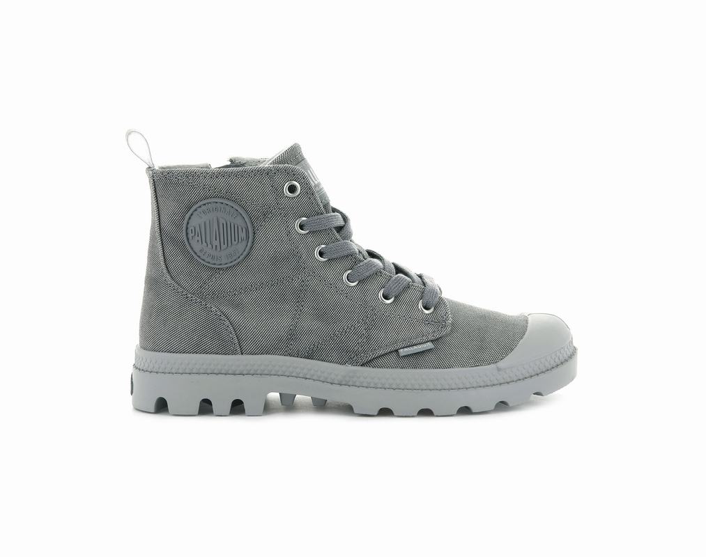 Palladium Pampa Zip Desertwash Womens Boots Dark Grey Australia [MIVHFB-296]